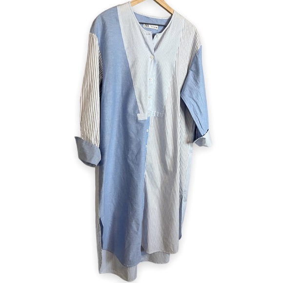 ZARA Patchwork Shirtdress Long Sleeves - Picture 5 of 10